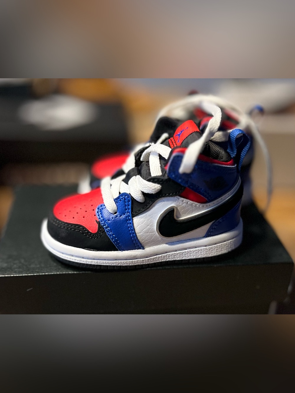 Nike Kids Red/Blue/White/Black High Top Sneakers